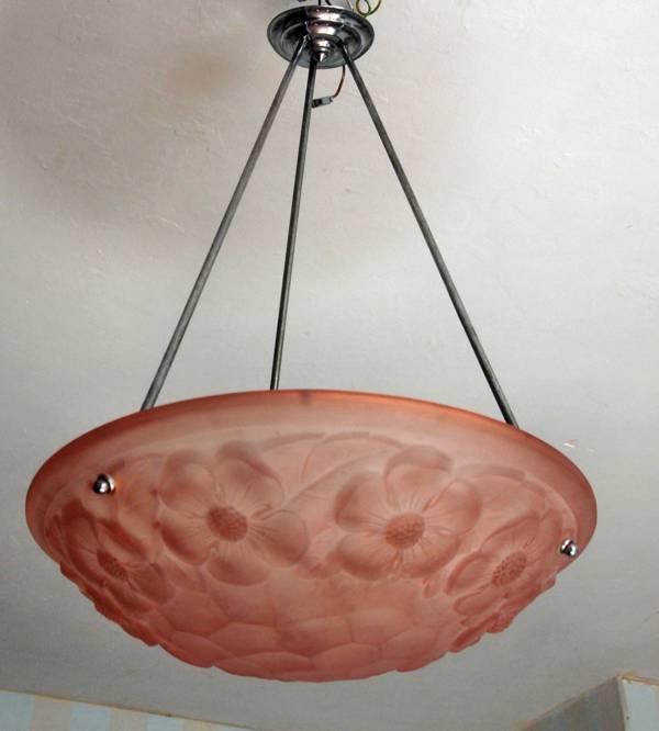 антикварная подвесная лампа тарелка 