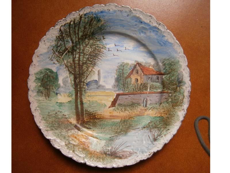 Старинная коллекционная французская фарфоровая тарелка